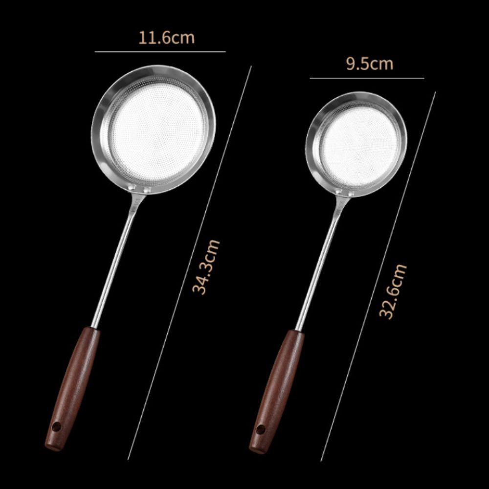 Fine Mesh 304 Stainless Steel Strainer Wooden Handle Dumpling Strainer Skimmer Spoon  Household Use