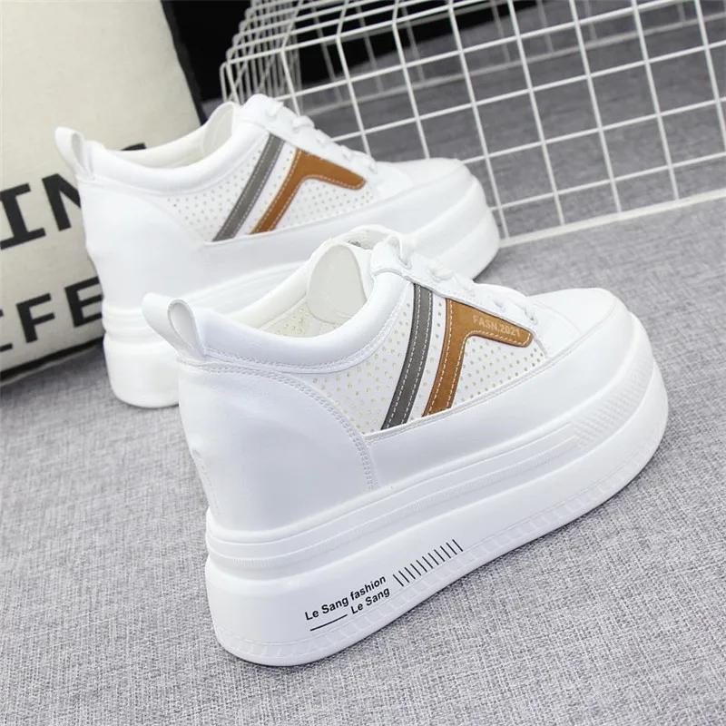 Fashion 2025 New Women 10cm Platform Wedge Fashion Sneakers Lace Up Shoes Vulcanize Chunky Sneaker Ladies Fashion Platform Shoes