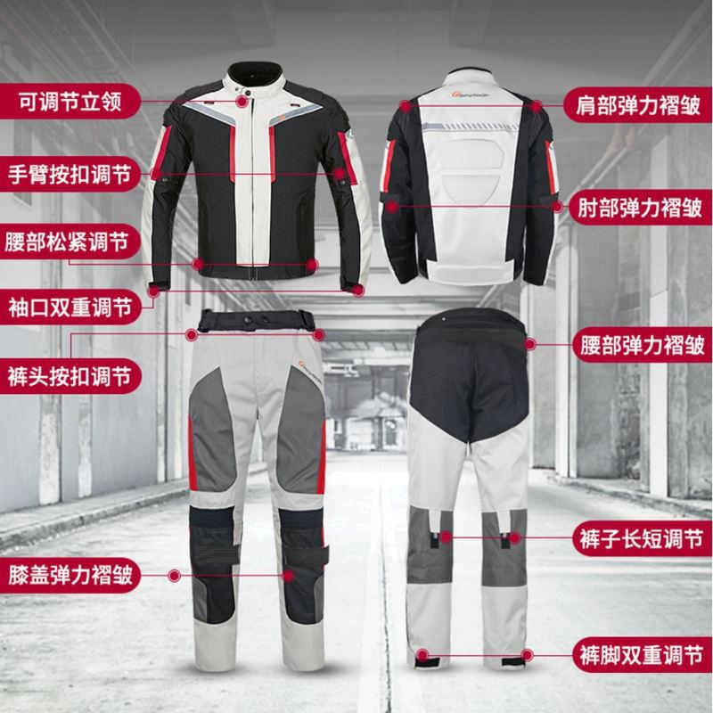 Mens Motorcycle Riding Suit Set All-Season Off-Road Protective Gear Waterproof Crash-Resistant Jacket Pants