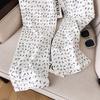 Spring/Summer Korean Style High Waist Floral White Wide-Leg Denim Pants for Women