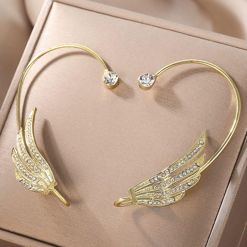 1PC Angel Wings Crystal Clip Earrings Simple Zircon Ear Stud for Women Piercing Ear Cuff Earring Jewelry Birthday Gift