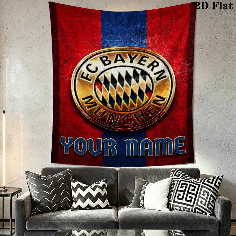Custom Name Bayern Munich Wall Tapestry Aesthetic Wall Hanging Printed Fabric Blanket Decorative Tapestries for Bedroom Living Room Home Decor