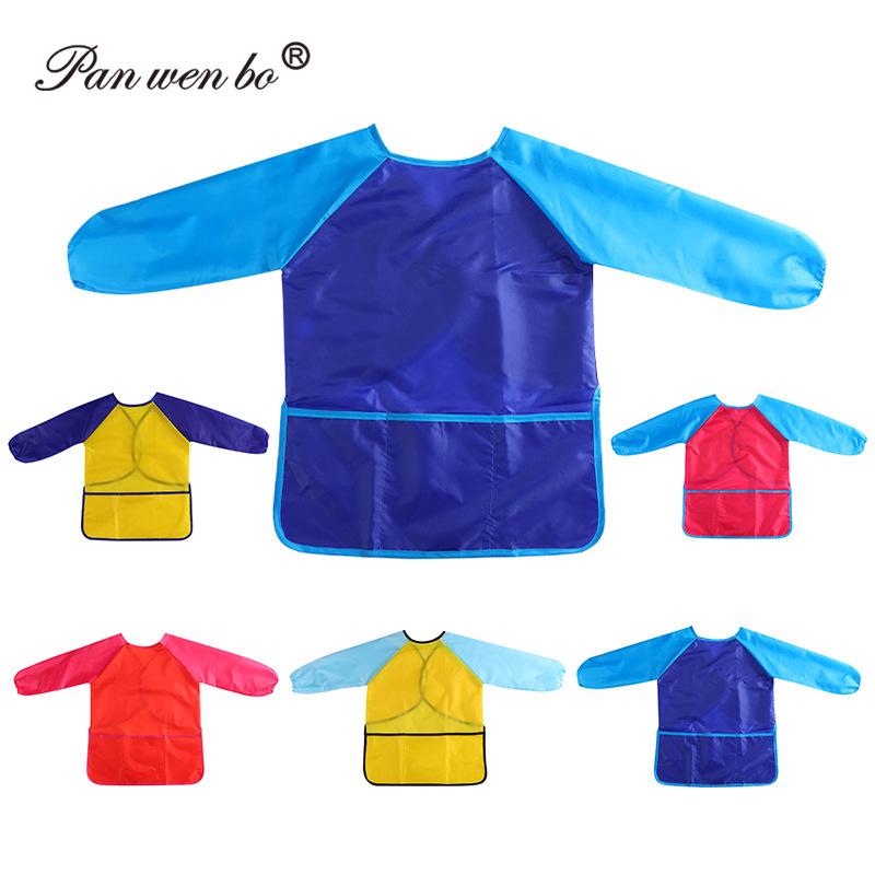 Children's Long Sleeve Waterproof Painting Smock with Velcro Closure