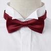 [Ojie] Bow Tie, 100% Silk Satin, Solid Color, Made in Japan, Formal, Wedding, Reception, After-Party, Party, Wine Red