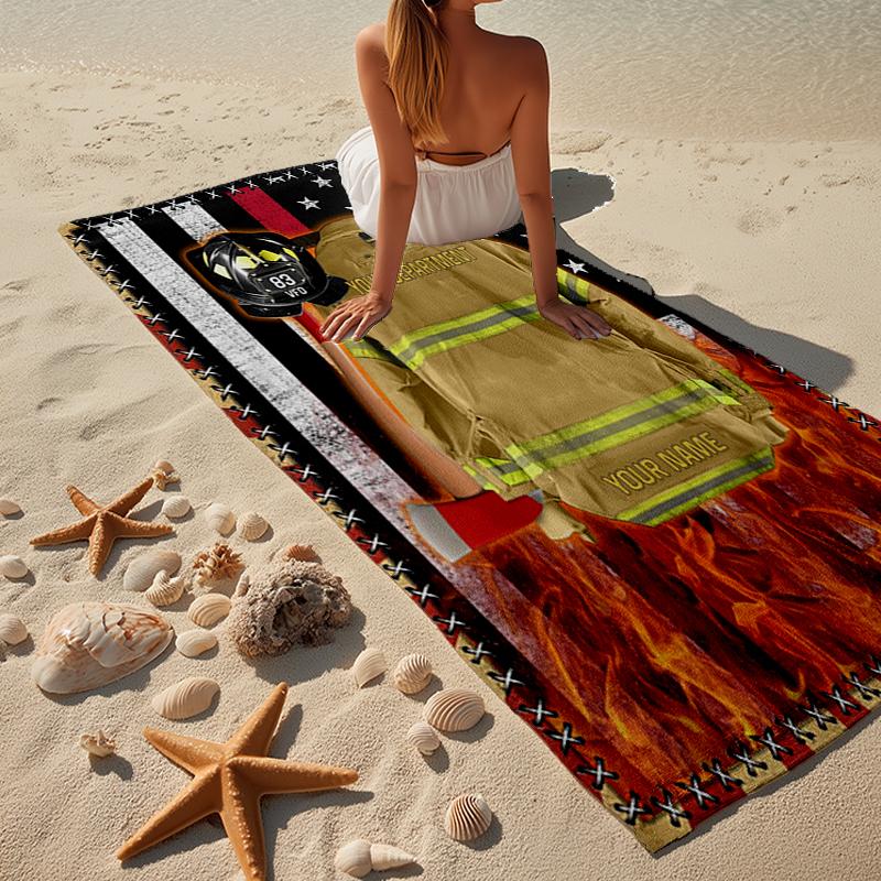 Firefighter's American Pride Beach Towel, Super Soft Microfiber, Gift for Her/Him, Birthday, for Pool, Beach, Travel, Home Decor Fan gifts