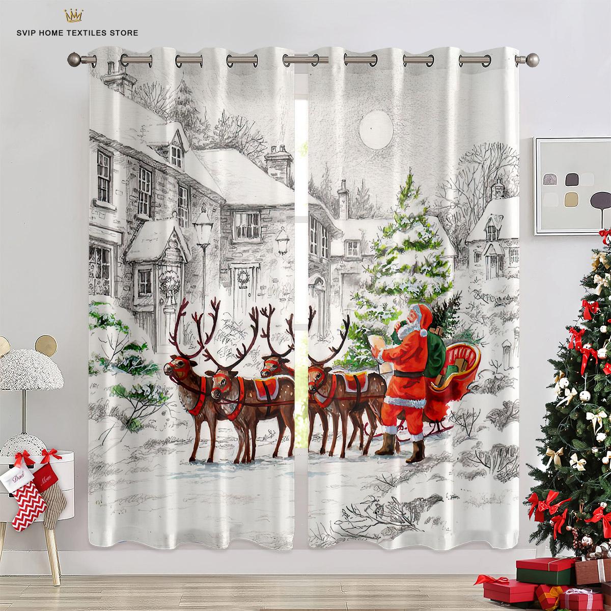 

Сине-синий занавеска Звездное небо для Рождества, Шторы с красным галстуком-бабочкой, Занавеска из 2 панелей, Декор для гостиной, спальни, детской комнаты, Стиль дома W50X130H(CM)X2PCS&Grommet Top