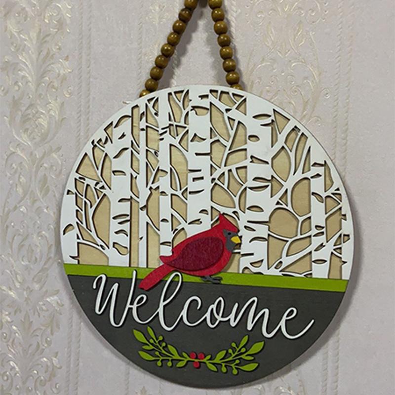 Welcome Sign Rustic Door Decor Wood Artificial Porch Home Decorations Tablet