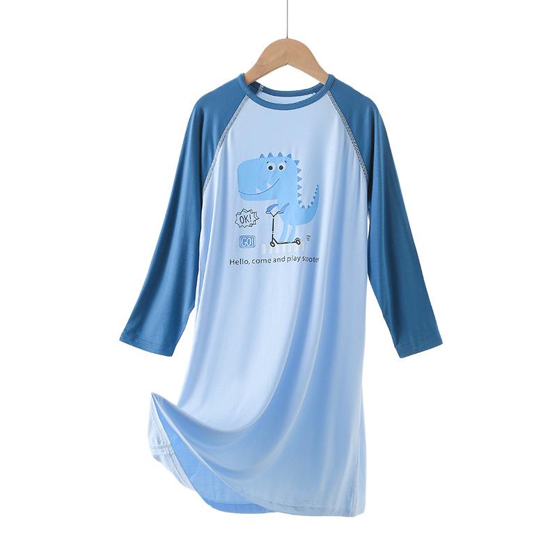 Chlapecký župan s dlouhým rukávem z modalu – Letní a jarní/podzimní noční košile pro pohodlí po obřízce