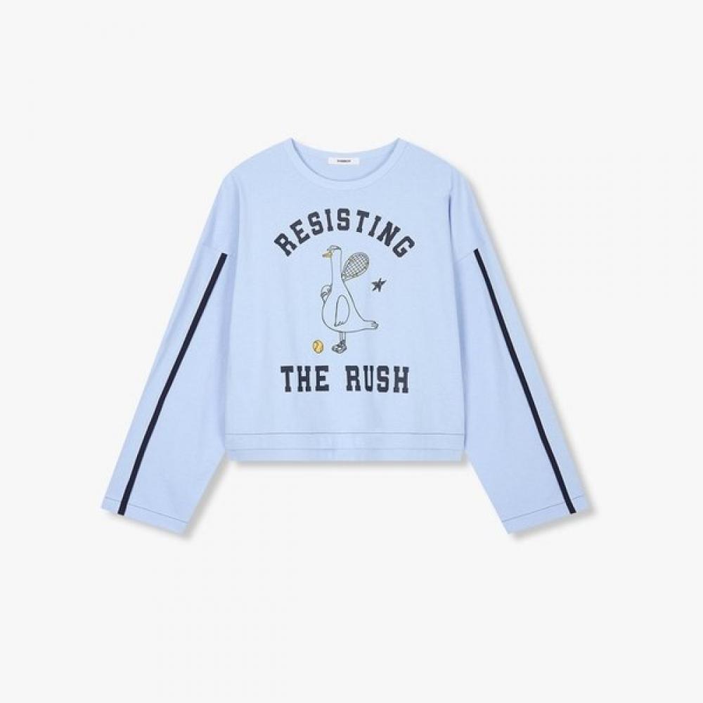 STudio Tomboy Long Sleeve T shirT Single Line Graphic  9106122104cT light blue/OS