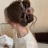 Korean autumn and winter plush leather ribbon bow grab clip female large hair volume back head shark clip