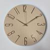 Customizable Silent Quartz Wood Grain Wall Clock with Pantone Colors for Living Room