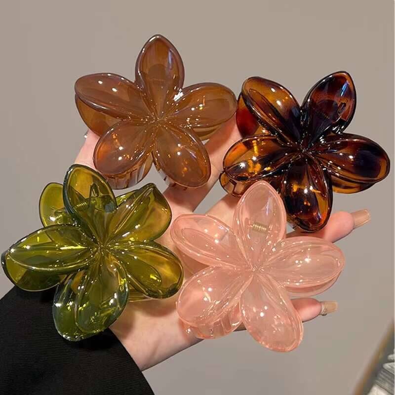 Fashion Flower Hair Claw Korean Large Crab Clamp Vintage Women Ponytail Shark Clip Headdress Hair Accessories Fashion Jewelry