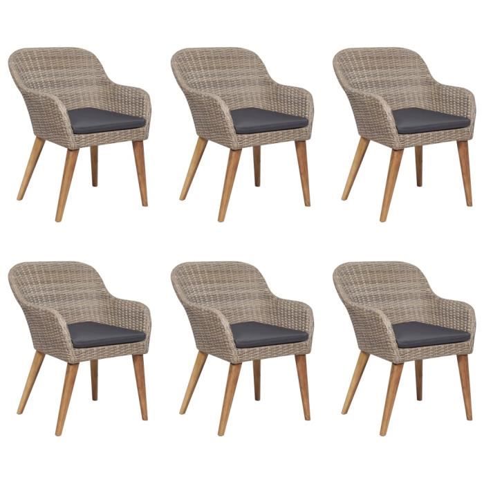 VidaXL Ensemble à dîner de jardin 7 pcs Résine tressée Marron