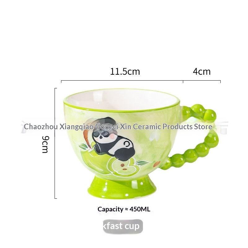 Hand-painted Ceramic Cup Cute Creative Bead Handle Breakfast Cup High Value Large Capacity Milk Oat Cup Drinking Cup