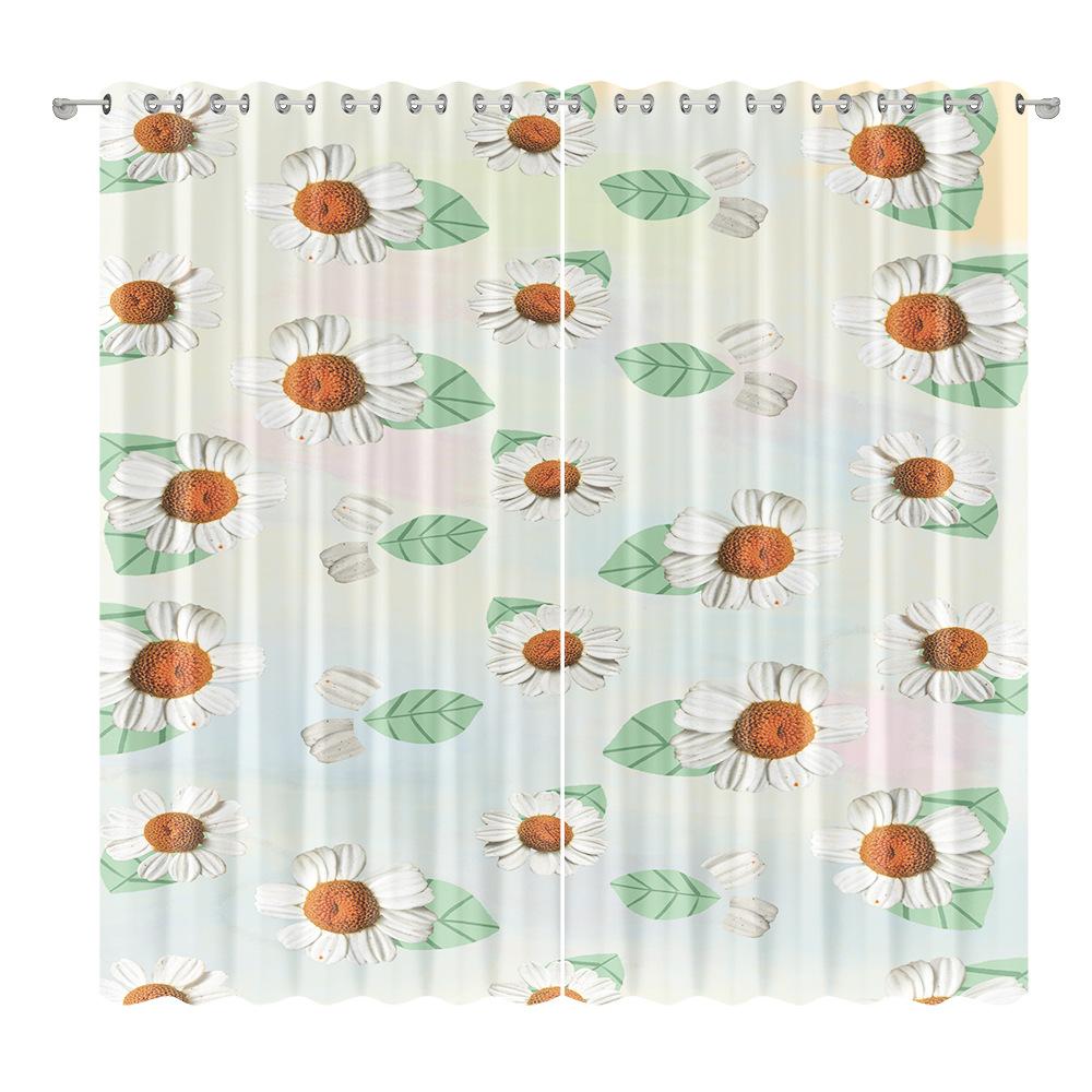 Floral Curtain Fabric Bedroom Living Room Balcony Blackout Curtain Office Hotel Heat Insulation Curtain