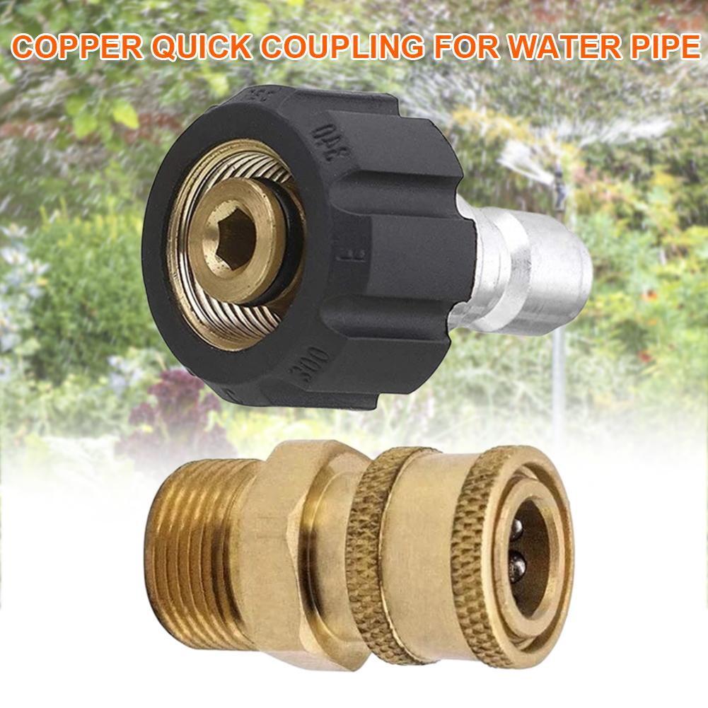 M22 Washer Adapter 3/8 Inch High Pressure Quick Connector Brass Garden Irrigation Connector for Pressure Wash Gun for Water Pipe
