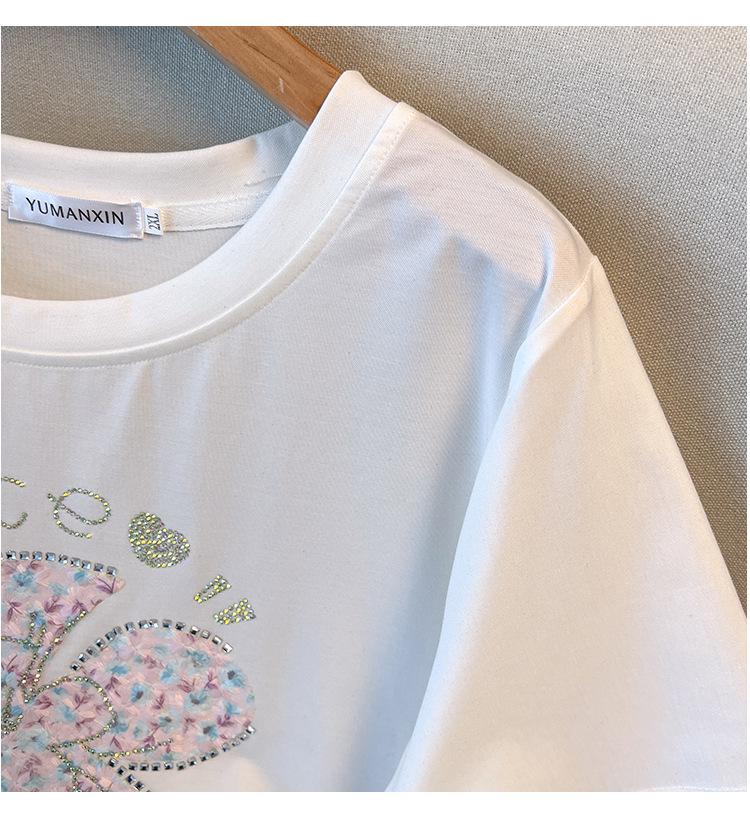 Women's Plus Size Short-Sleeve Loose Mid-Length Slimming Round Neck T-Shirt (Sizes 200-350) Model 6506