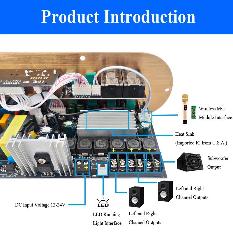 Placă Amplificator Audio D900 TPA3116 Canal 2.1 Bluetooth5.0 USB Ajustare Reverb 50W+50W+100W Placă Amplificator de Putere pentru Karaoke