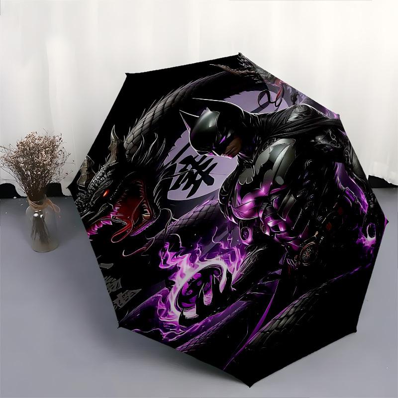 1pc Batman Dragon Automatic Folding Umbrella - Compact 8-Rib Design, Durable Plastic & Iron1249L