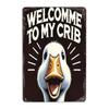 Tin Sign Welcome to My Crib Funny Penguin Cartoon Retro Metal Plaque Wall Art Rustic Vintage Beach Home Decor Bar Pub Garage