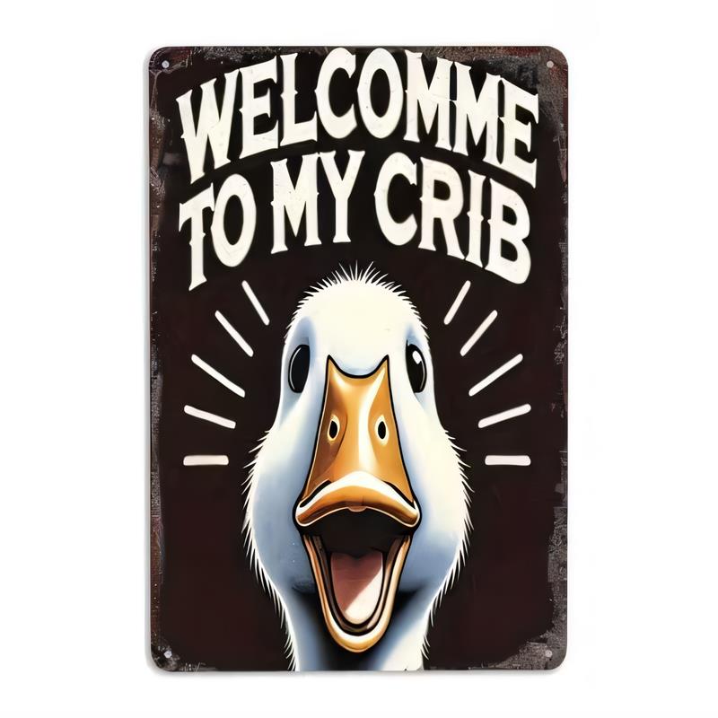 Tin Sign Welcome to My Crib Funny Penguin Cartoon Retro Metal Plaque Wall Art Rustic Vintage Beach Home Decor Bar Pub Garage