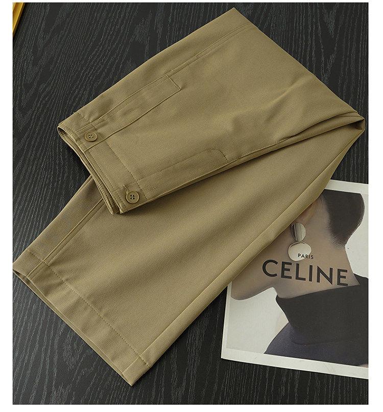Women's Khaki High-Waisted Cropped Wide-Leg Pants - Petite, Spring/Autumn 2026