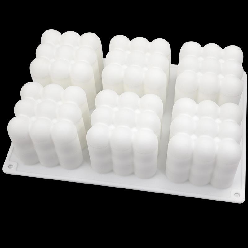 6 One-piece Large Bubble Ball Candle Silicone Mold DIY Handmade Soap Gypsum Resin Crafts Mould Cake Ice Cube Baking Supplies