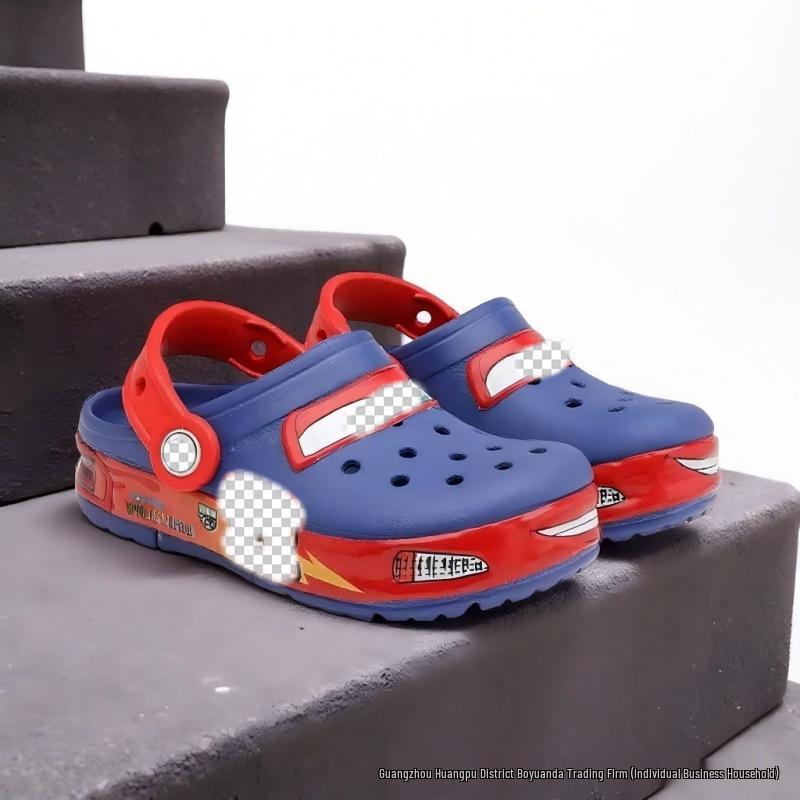 Kids' McQueen Car Light-Up Sandals: Non-Slip Casual Beach Shoes