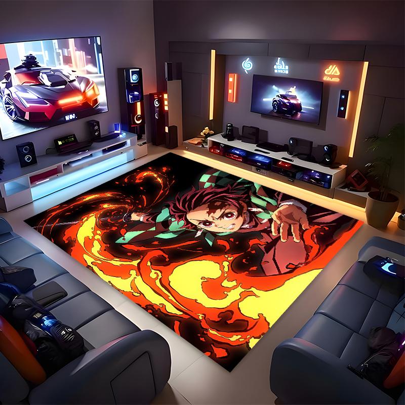 1pc Demon Slayer characters2 Print Area Rug - Soft, Washable Non-Slip Indoor Mat for Office Chairs, Living Room, Home Office Decorative Rug