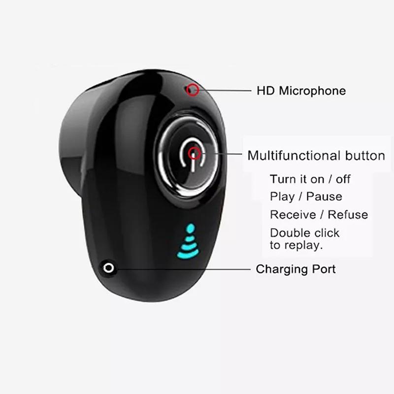Mini Bluetooth Headset Wireless Earphones Single Earband Microphone for IOS and Android Phones