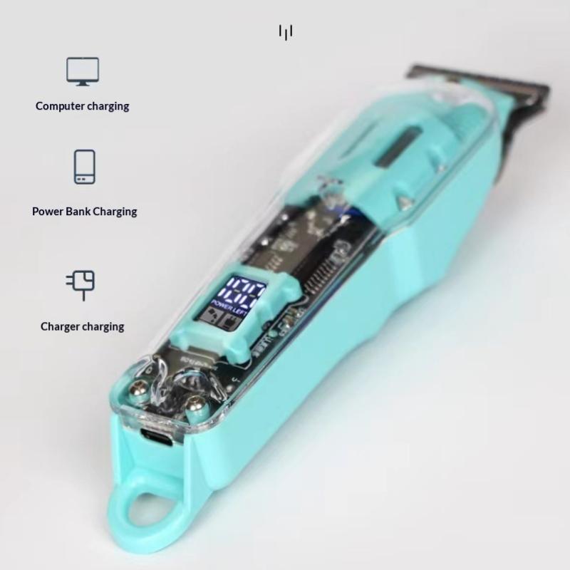 Electric Hair Trimmer Men'S Electric Shaver Trimmer Transparent Body Digital Display Professional Trimmer Usb Hair Cutting
