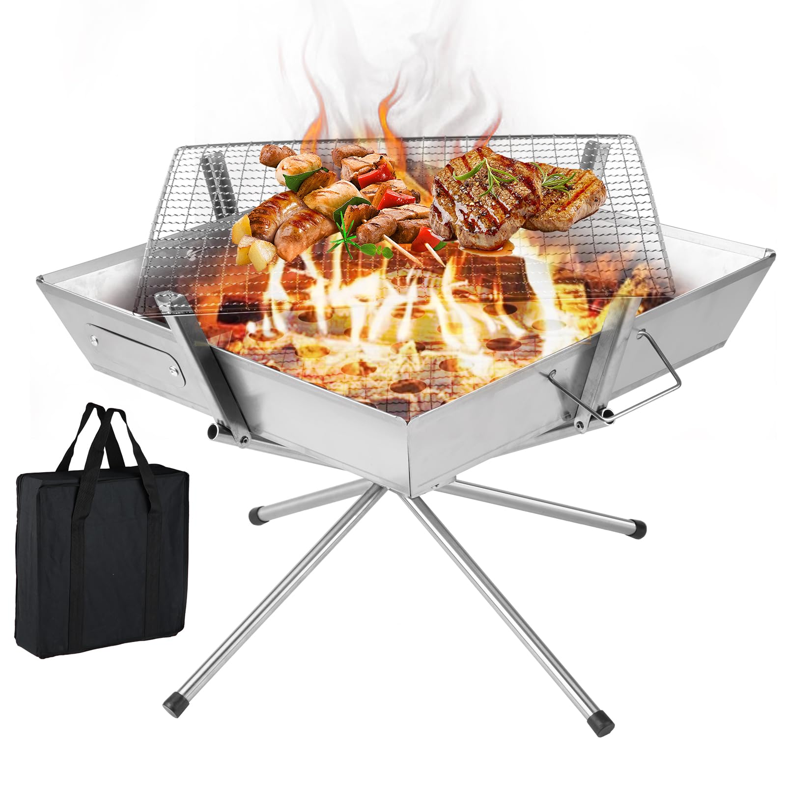 

XINCAMPING Solo Барбекю для Включает Хранение Нержавеющая Сталь Удобный для Уличная Кемпинговая Плита, Компактный, Складной, 2-4 Человека, Сумка, Многоцелевой,