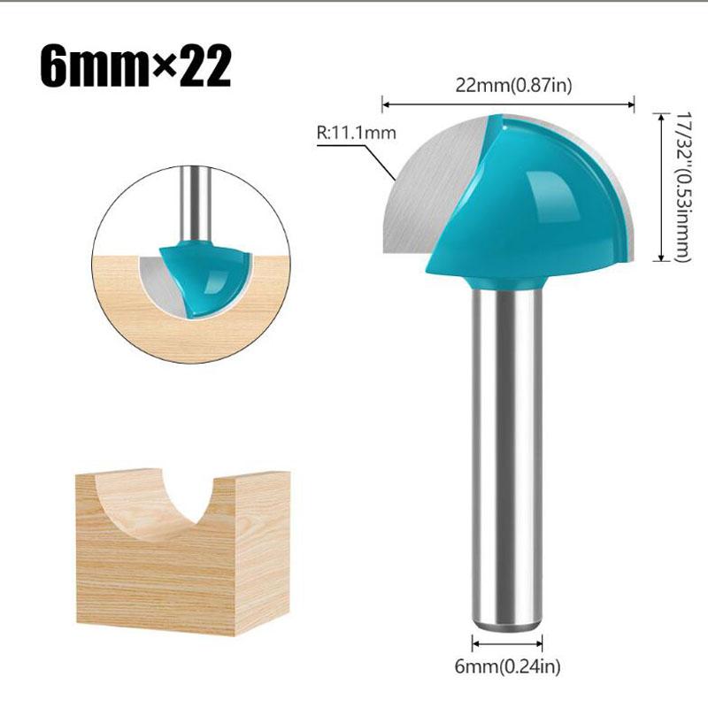 1 st 6 mm Skaft Fräsbitsats Hårdmetall Fräsfräs Verktyg Långt Blad Rundad Spetskärna Solid Hårdmetall CNC Radie Kärnfräs