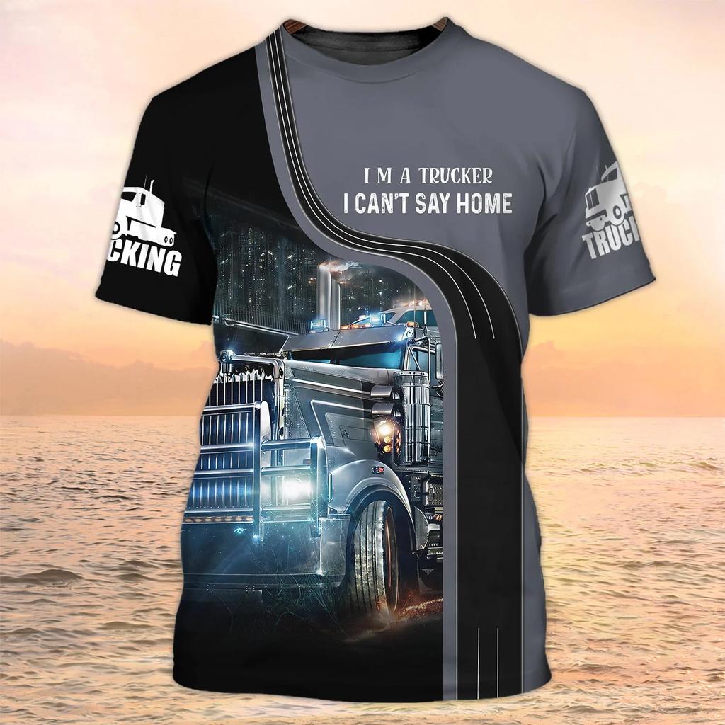 Camion Stampa 3D T Shirt Uomo Estate O-collo Manica Corta Oversize Top Casual Tee Allentato Streetwear Unisex Harajaku