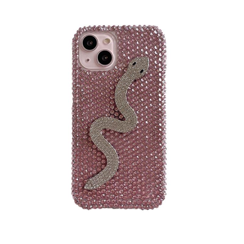 Three-dimensional Rhinestone Snake for IPhone17promax Mobile Phone Case for Apple 16plus Full Diamond 15 Protective Case Fashion