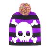 Divertente cappello lavorato a maglia con teschio fantasma di zucca per feste natalizie a LED per Halloween