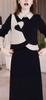 Elegant Snowflake Velvet Patchwork Dress: 2025 Autumn/Winter Age-Reducing Formal Style