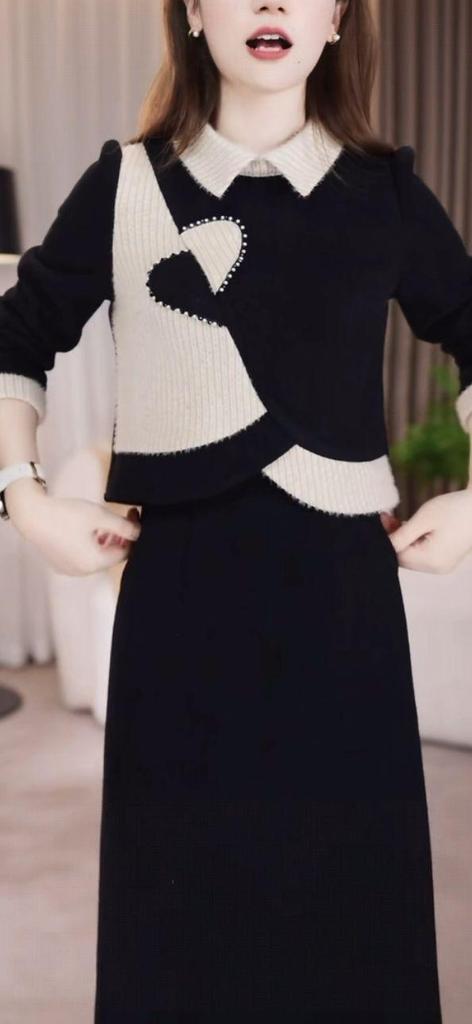 Elegant Snowflake Velvet Patchwork Dress: 2025 Autumn/Winter Age-Reducing Formal Style