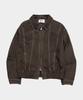 Placestudioman Stitch Point Standard Collar Leather Crop Blouson Long Sleeve Jacket_2 Colors