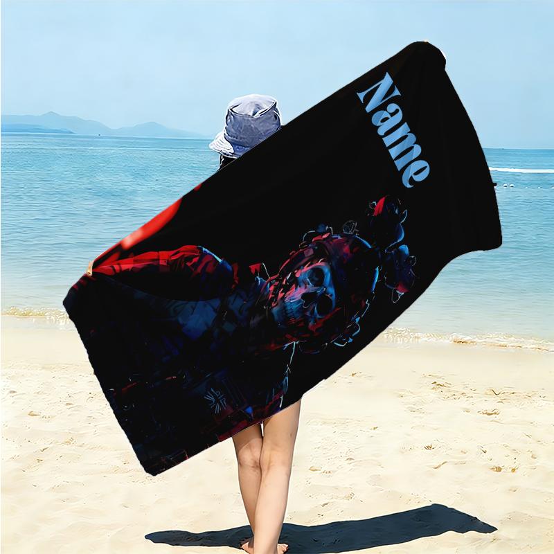 Personalized "Shadow Warrior Emblem" Beach Towel Microfiber Beach Towel Thin Absorbent for Beach Swimming Yoga Bath Sports. 091063
