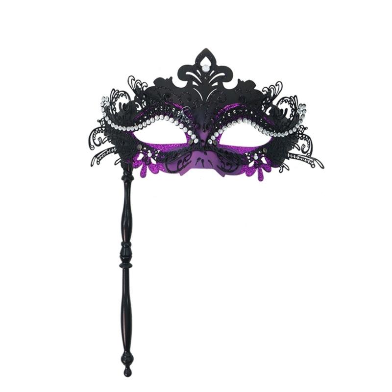 Elegant Detachable Half Face Mask Set With Metal And Rhinestones Decoration For Costume Parties And Halloween