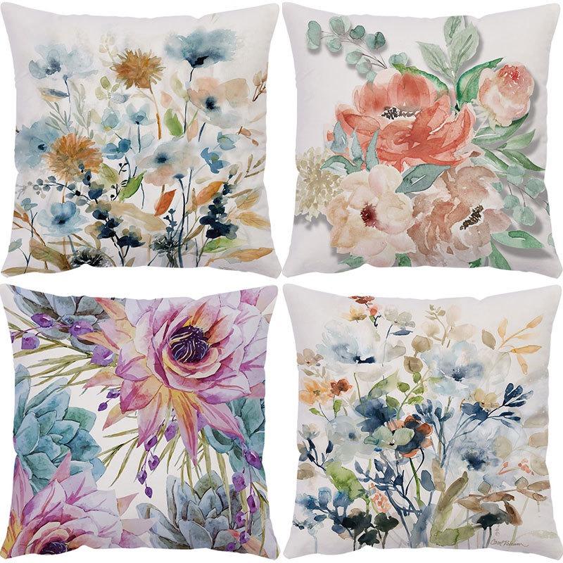 Luxury Home Decor Pillowcase Office Sofa Car Cushion Cover Rose Flower Print