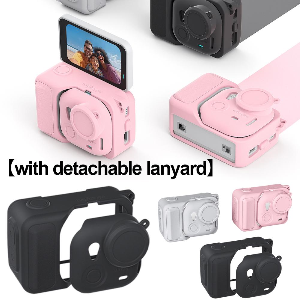 For AMagisn Insta360 GO Ultra Silicone Protective Case Cover With Lanyard Sports Camera Anti Fall Dust-proof Protection Shell