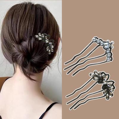 1 Stück Gun Black Blume Haarnadel Neue Chinesische Haarnadel Weiblich Antiker Stil Aufgerolltes Haar Temperament Haarnadel Haarkamm Tägliche Haarnadel