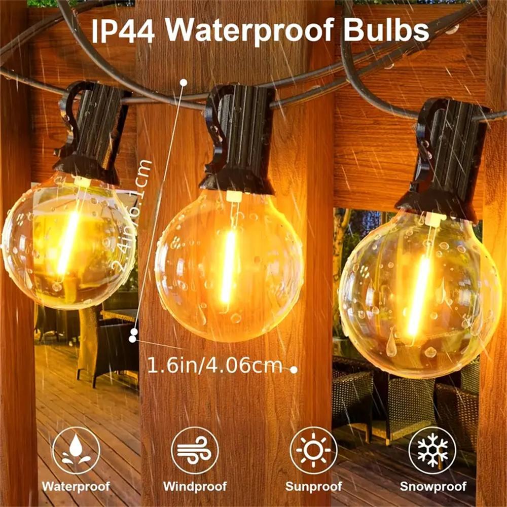 Outdoor String Lights, G40 Global LED Garden Lights,10LED/20LED Edison Vintage Bulbs To Connect To Patio Porch Bistro Outdoor De