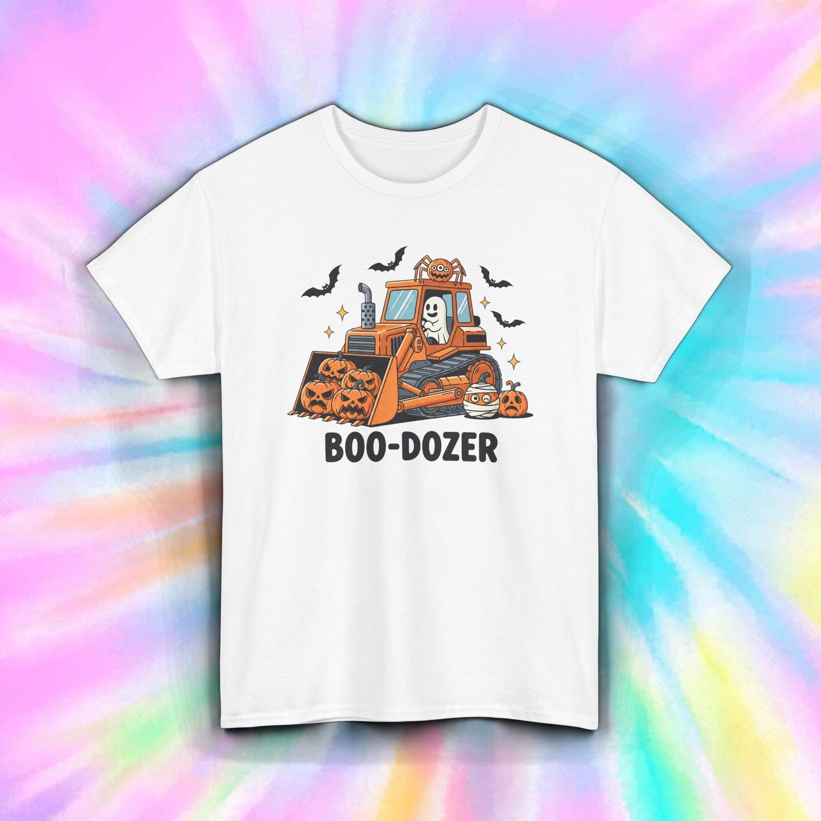 Funny Boo Dozer Halloween Shirt | Cute Ghost Pumpkin Bulldozer Fall Tee S–5XL L