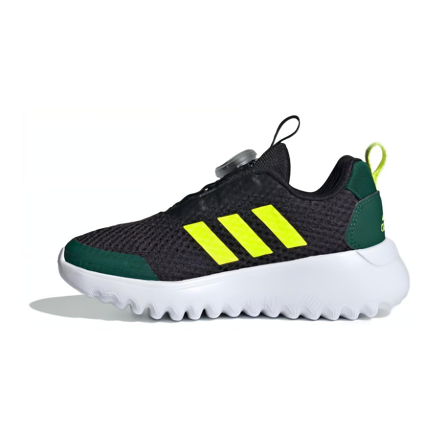 

New Adidas ActiveFlex BOA 3.0 Boa 3 Cushioning, Wear Resistant Low Top Kids Running Shoes Black Green Yellow Kids ID3377 28