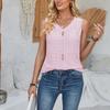 Women's Top Solid Color V-Neck Sleeveless Cut-out Vest