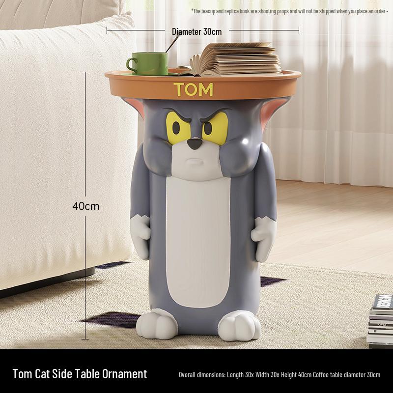 Tom & Jerry Cartoon Glass Side Table & Stool Set