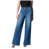 Seamed Front Wide Leg High Waist Baggy Jeans for Women Stylish Stretch Fit Straight Leg Vintage Indigo Lounge Pants